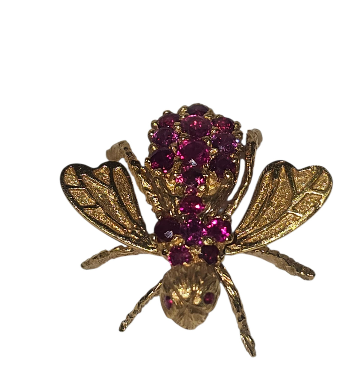 Ruby Bee Brooch in 18 Karat Yellow Gold