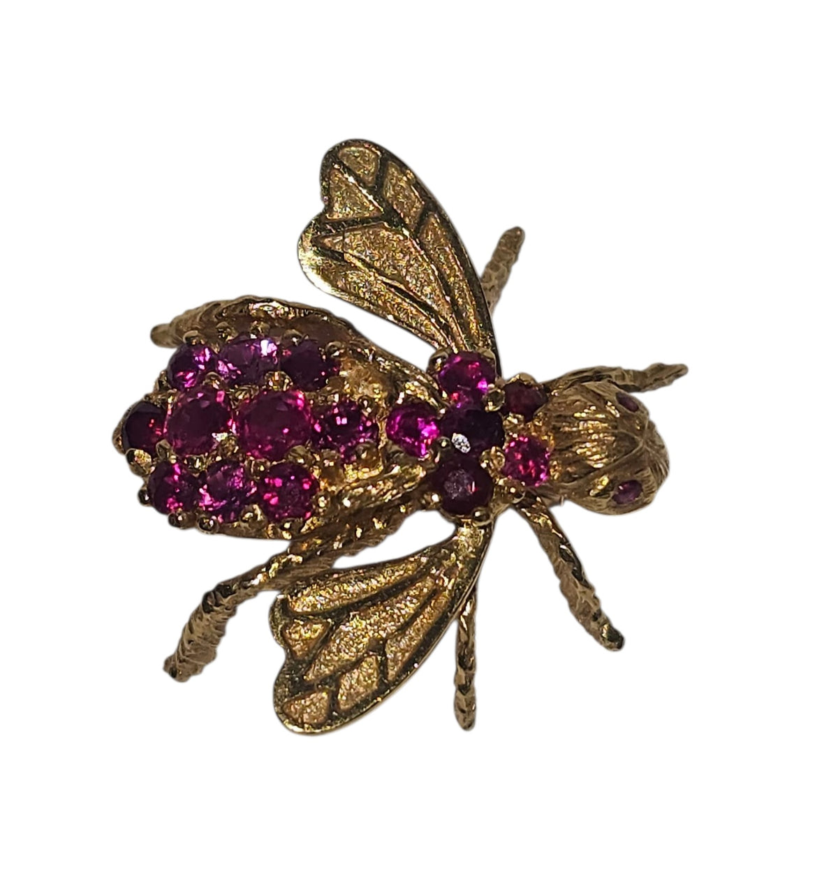 Ruby Bee Brooch in 18 Karat Yellow Gold