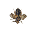 Blue Sapphire Bee Brooch with Diamond in 14 Karat Yellow Gold