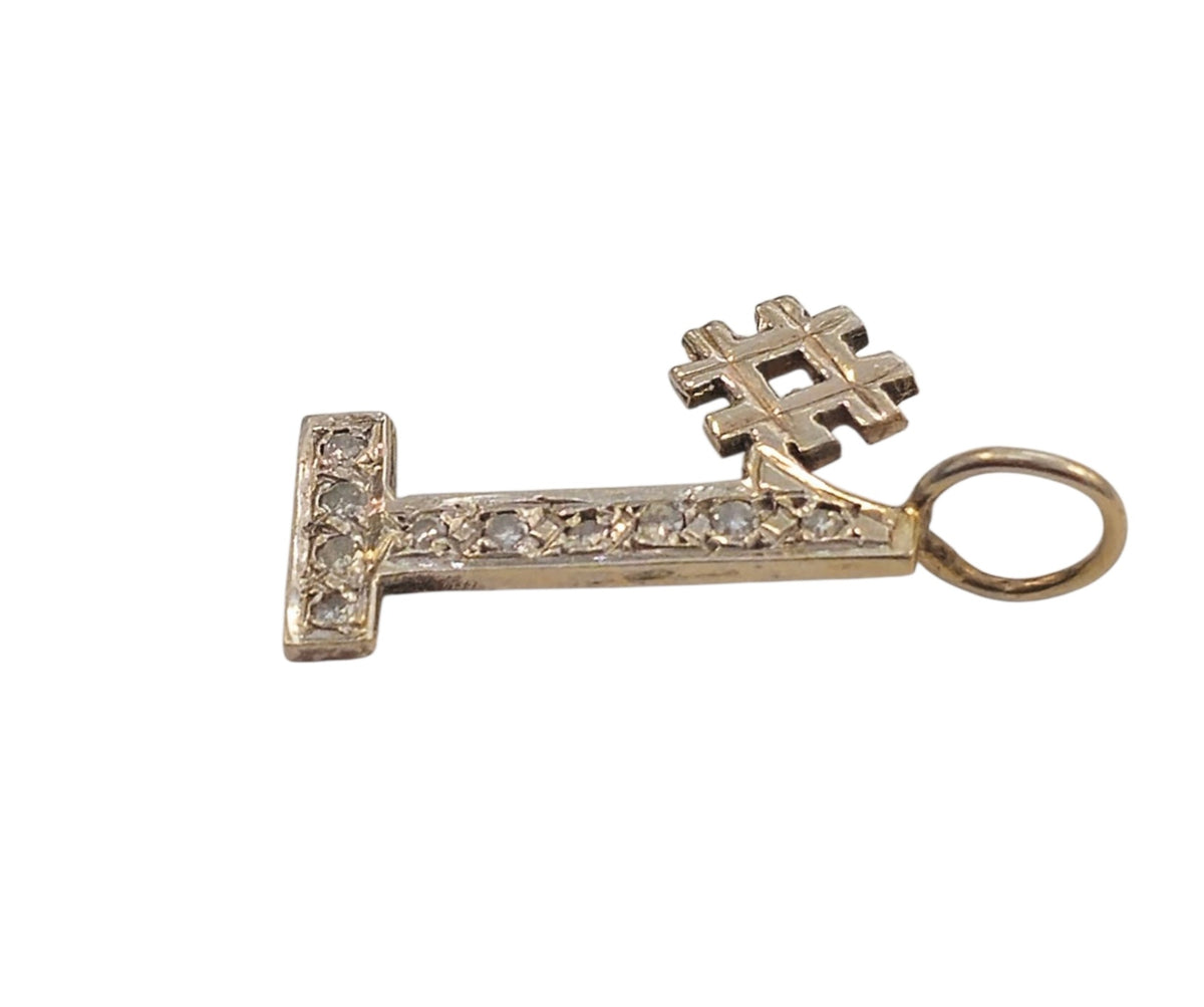 “#1” Pendant in 14 Karat White Gold