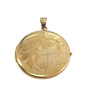 Vintage Floral Locket Pendant in 14 Karat Yellow Gold