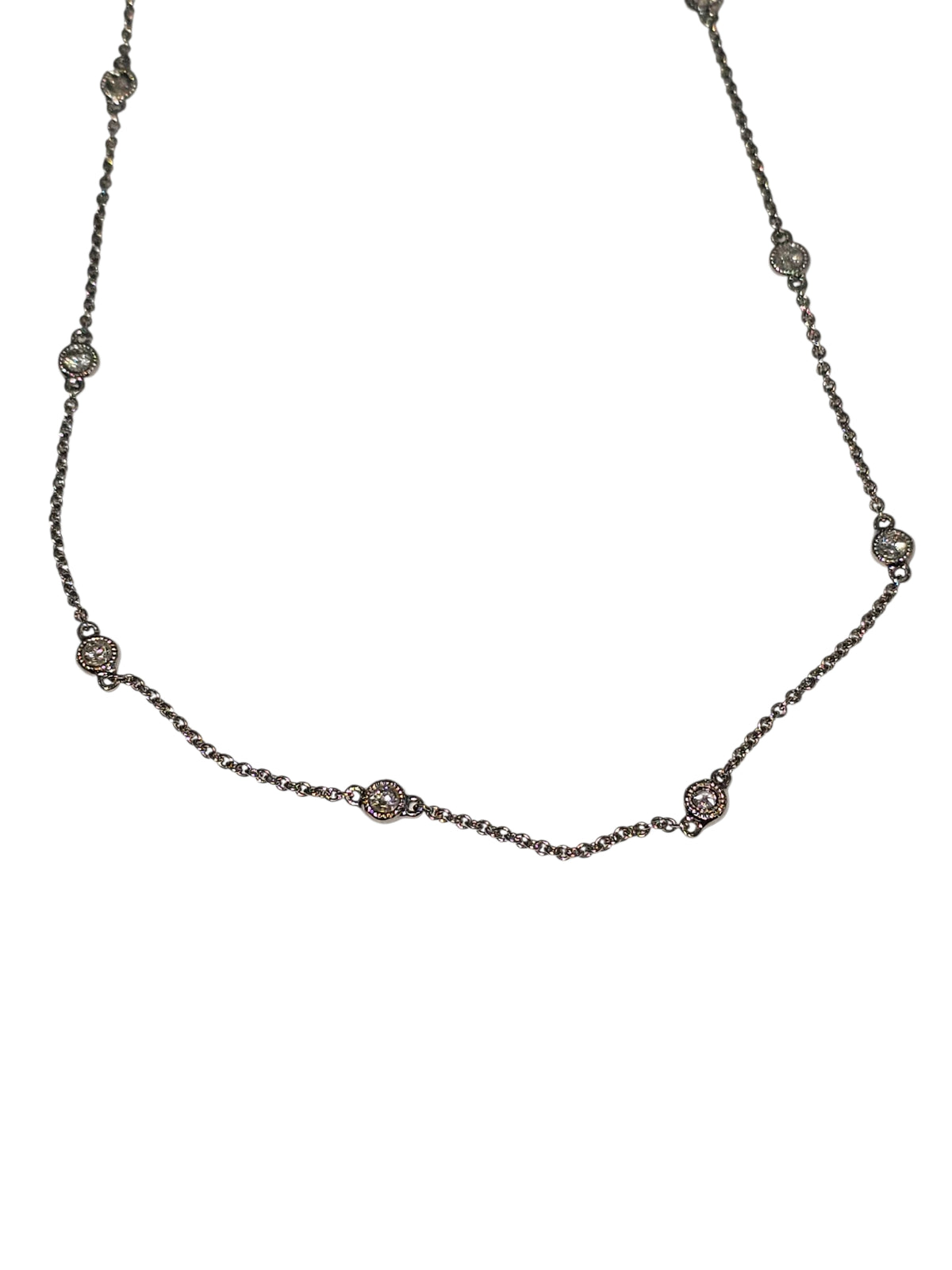 Diamond by the Yard Necklace in 18 Karat White Gold