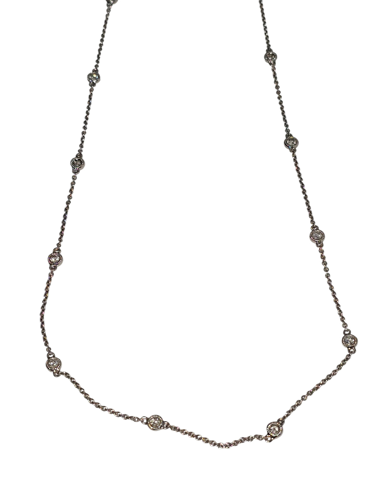 Diamond by the Yard Necklace in 18 Karat White Gold