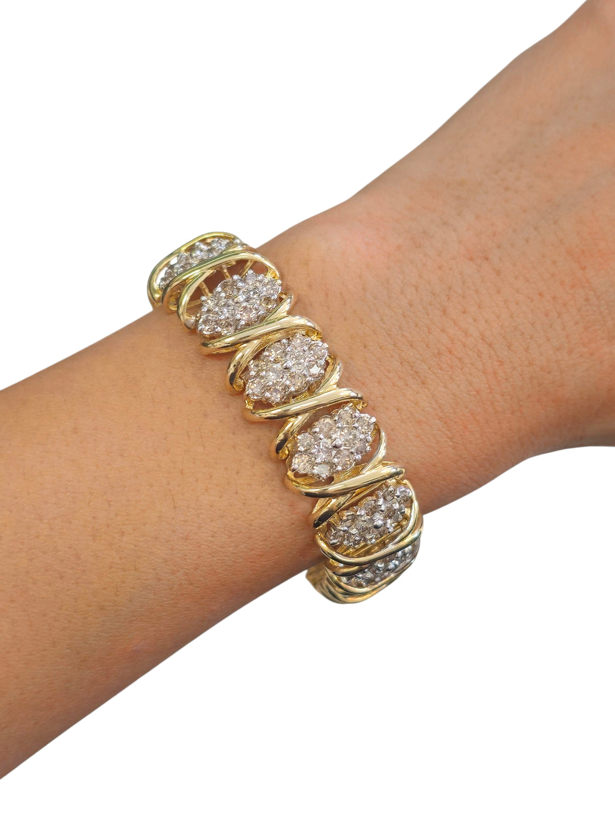 Ladies Tennis Bracelet with Diamond in 14 Karat Yellow Gold