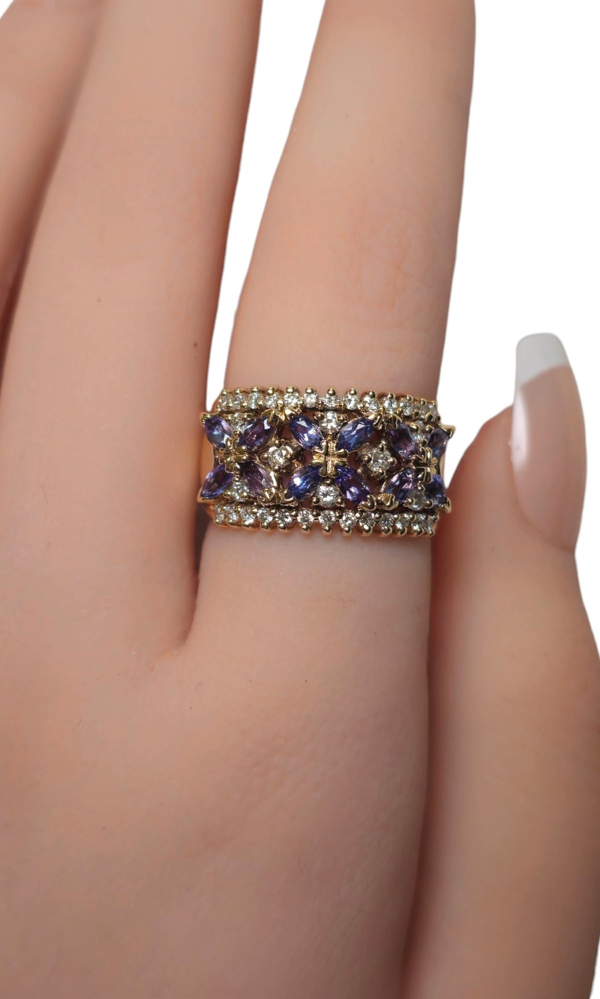 Tanzanite Diamond Ring in 14 Karat Yellow Gold