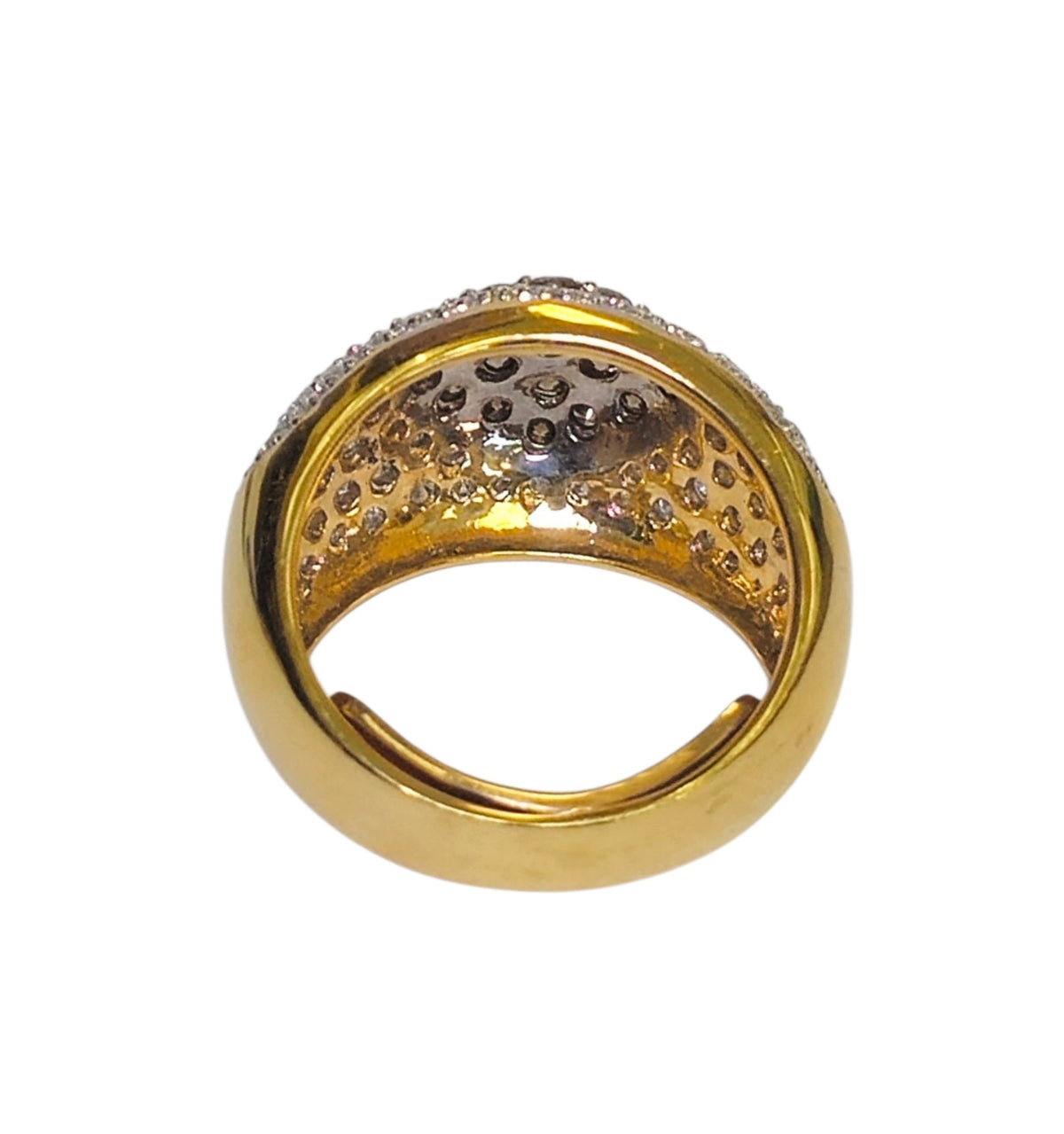 Pave Dome Diamond Ring in 18 Karat Yellow Gold