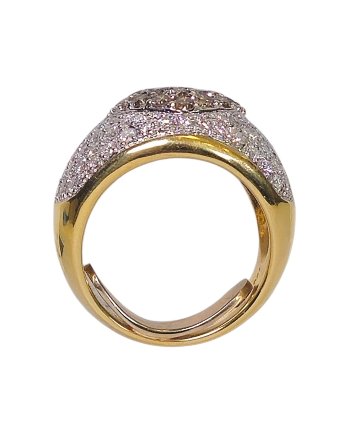 Pave Dome Diamond Ring in 18 Karat Yellow Gold
