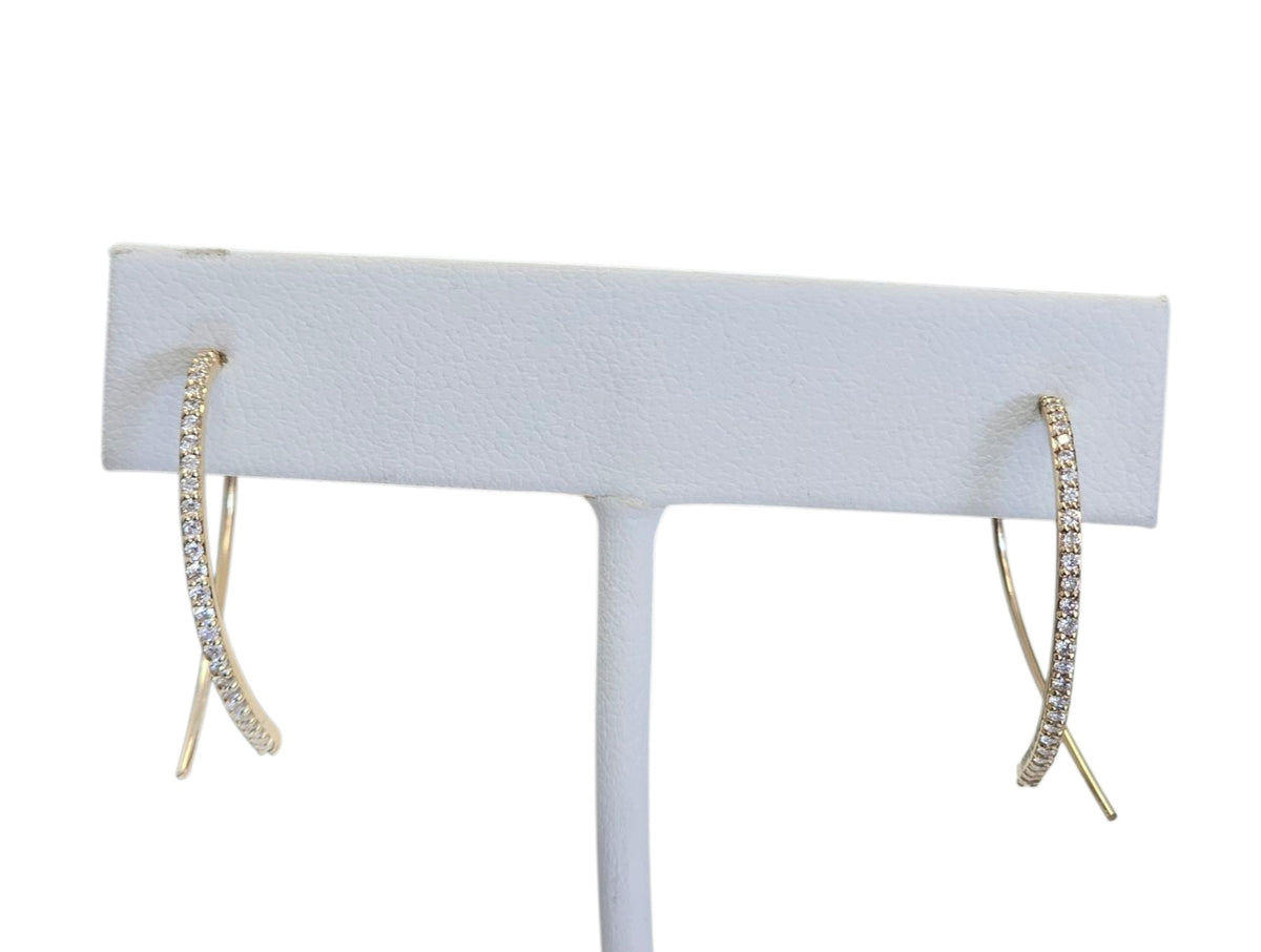 Lana Thin Diamond Hook Drop Earrings in 14 Karat Gold