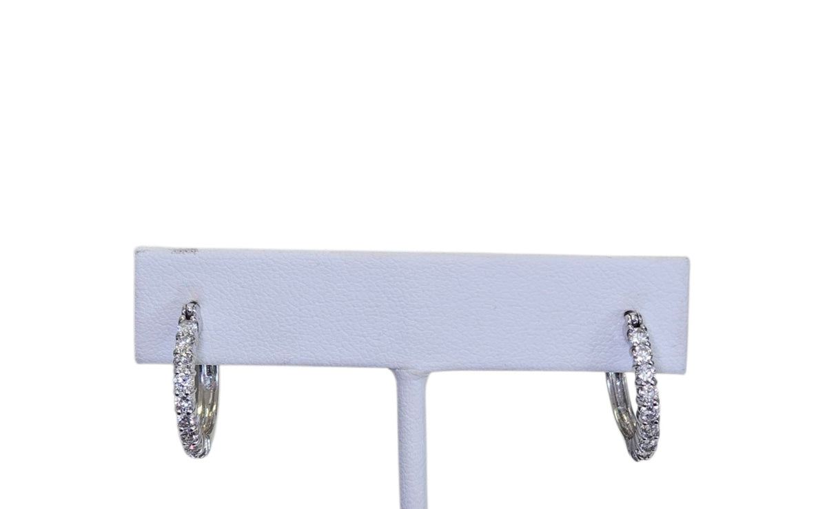 Diamond Hoop Earrings in 14 Karat White Gold
