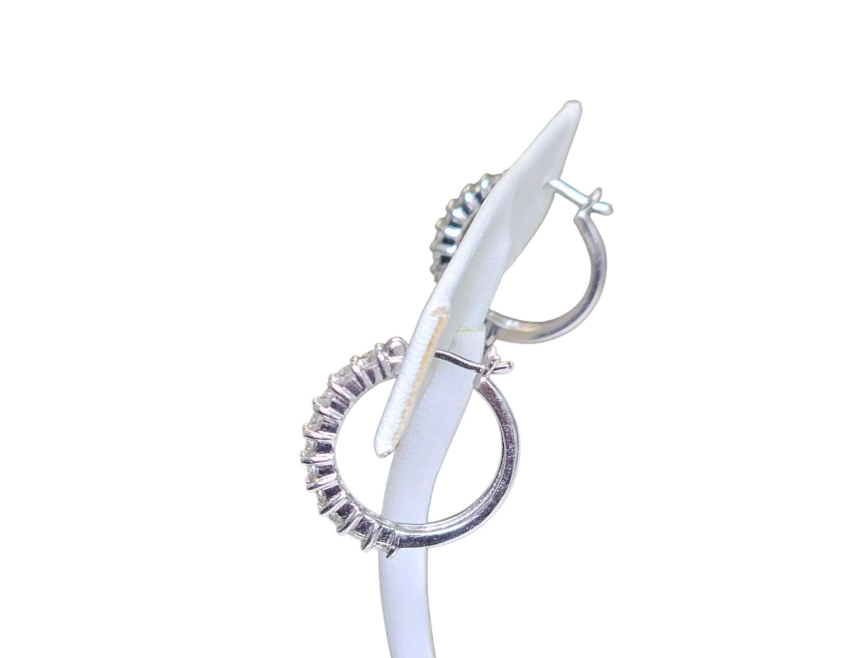 Diamond Hoop Earrings in 14 Karat White Gold