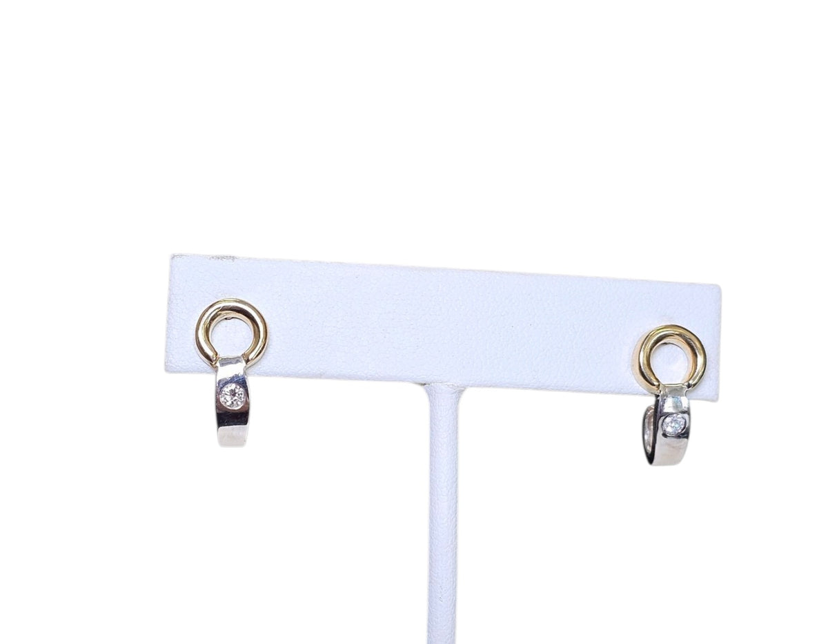Two Tone Earrings in 18 Karat white and Yellow Gold