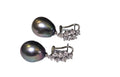 Black Tahitian Pearl Tear Drop Diamond Earrings in 14 Karat White Gold (Copy)