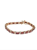 Garnet Tennis Bracelet in 10 Karat Yellow Gold