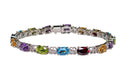 Multicolor Gemstone Bracelet in 14 Karat White Gold