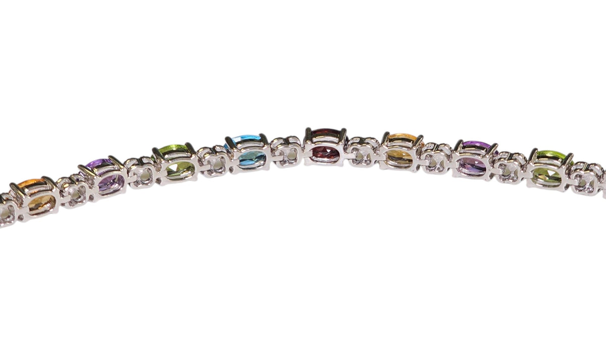 Multicolor Gemstone Bracelet in 14 Karat White Gold