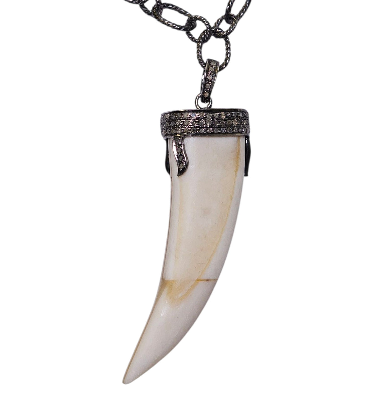 Horn with Diamond Cap in Sterling Silver