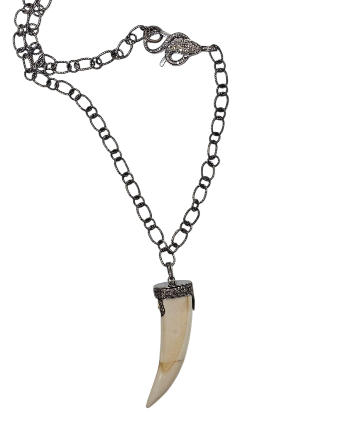 Horn with Diamond Cap in Sterling Silver