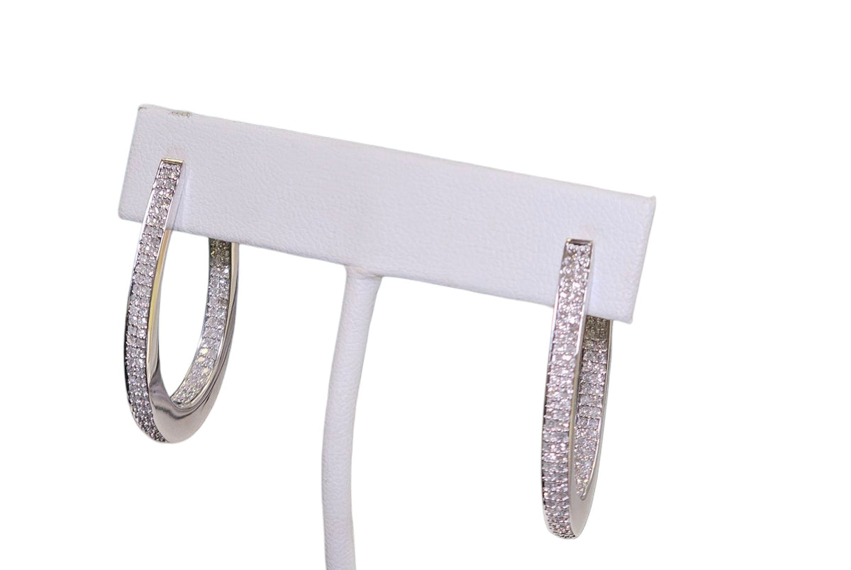 Inside Out 14 Karat White Gold Diamond Earrings