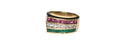 Emerald, Ruby, Diamond Ring in 18 Karat Yellow Gold