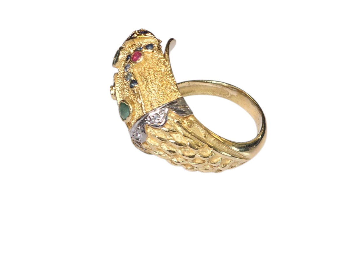 Snake with Stones in 18 Karat Yellow  Gold Ring