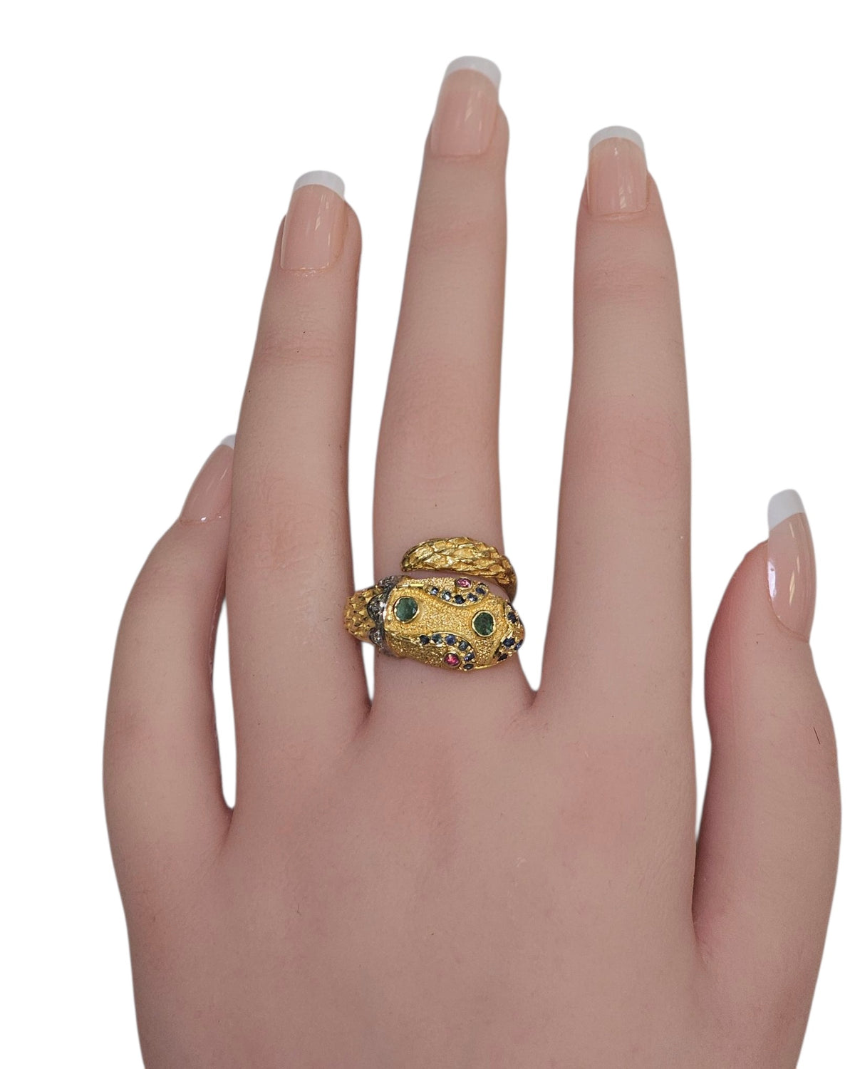Snake with Stones in 18 Karat Yellow  Gold Ring