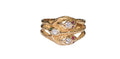 Triple Snake Band with Ruby, Emerald, Diamond Ring with 14 Karat Yellow Gold