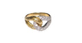 Two Tone Puffed Link Diamond Ring in  18 Karat Two Tone Gold