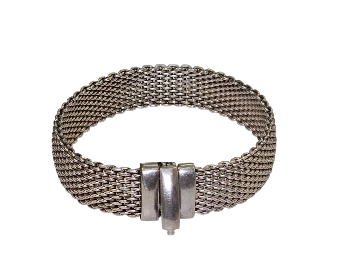 Stainless Steel Mesh Vintage Bracelet in Sterling Silver