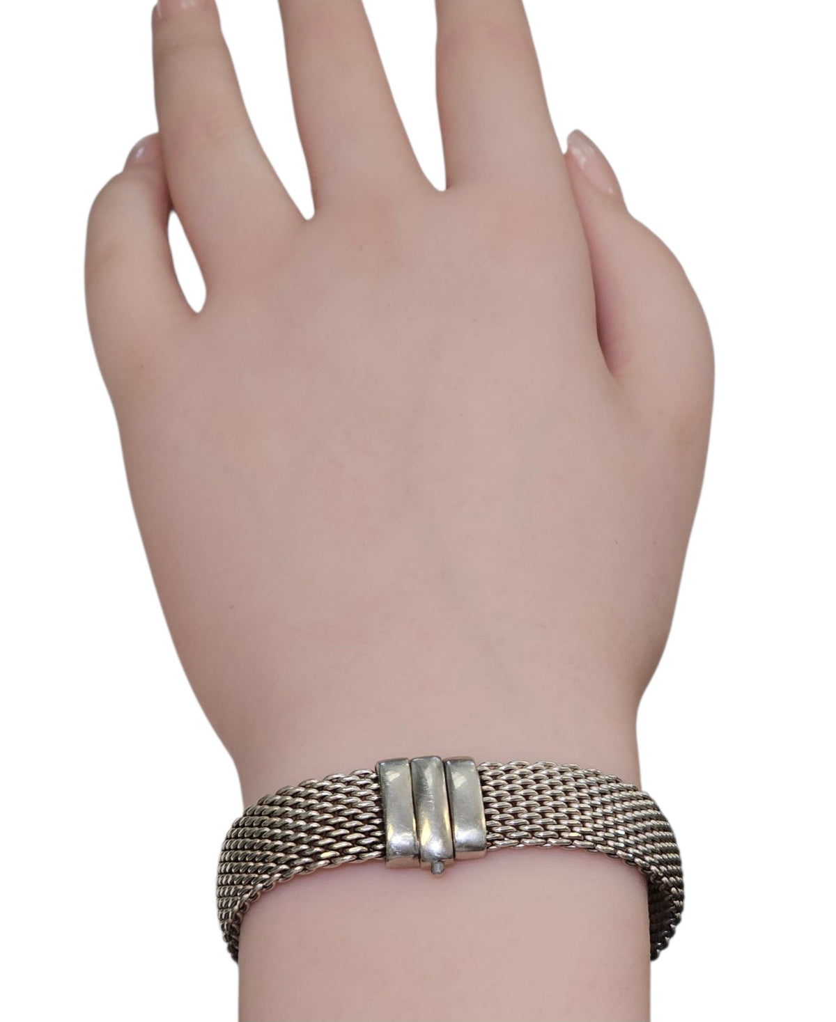Stainless Steel Mesh Vintage Bracelet in Sterling Silver