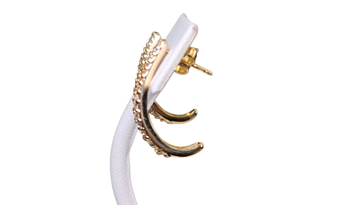 Natural Diamond Half-Loop Earring in 18 Karat Yellow Gold