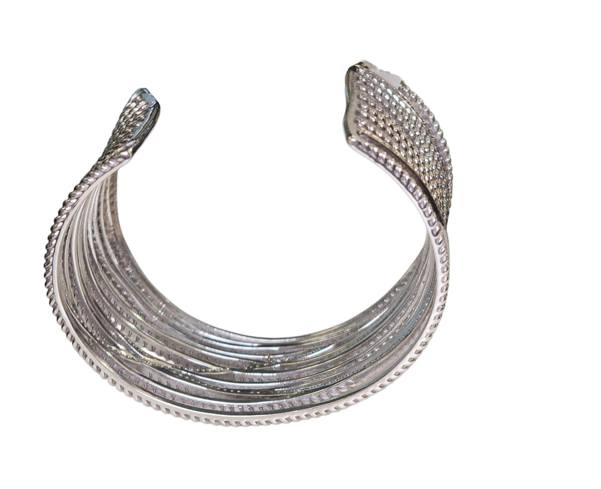 Diamond Multi-Stands Wrap Silver Bangle Bracelet