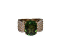 Peridot Diamond Ring in 14 Karat Yellow Gold