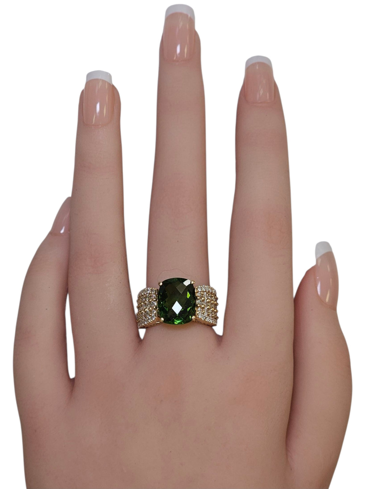 Peridot Diamond ring in 14 Karat Yellow Gold