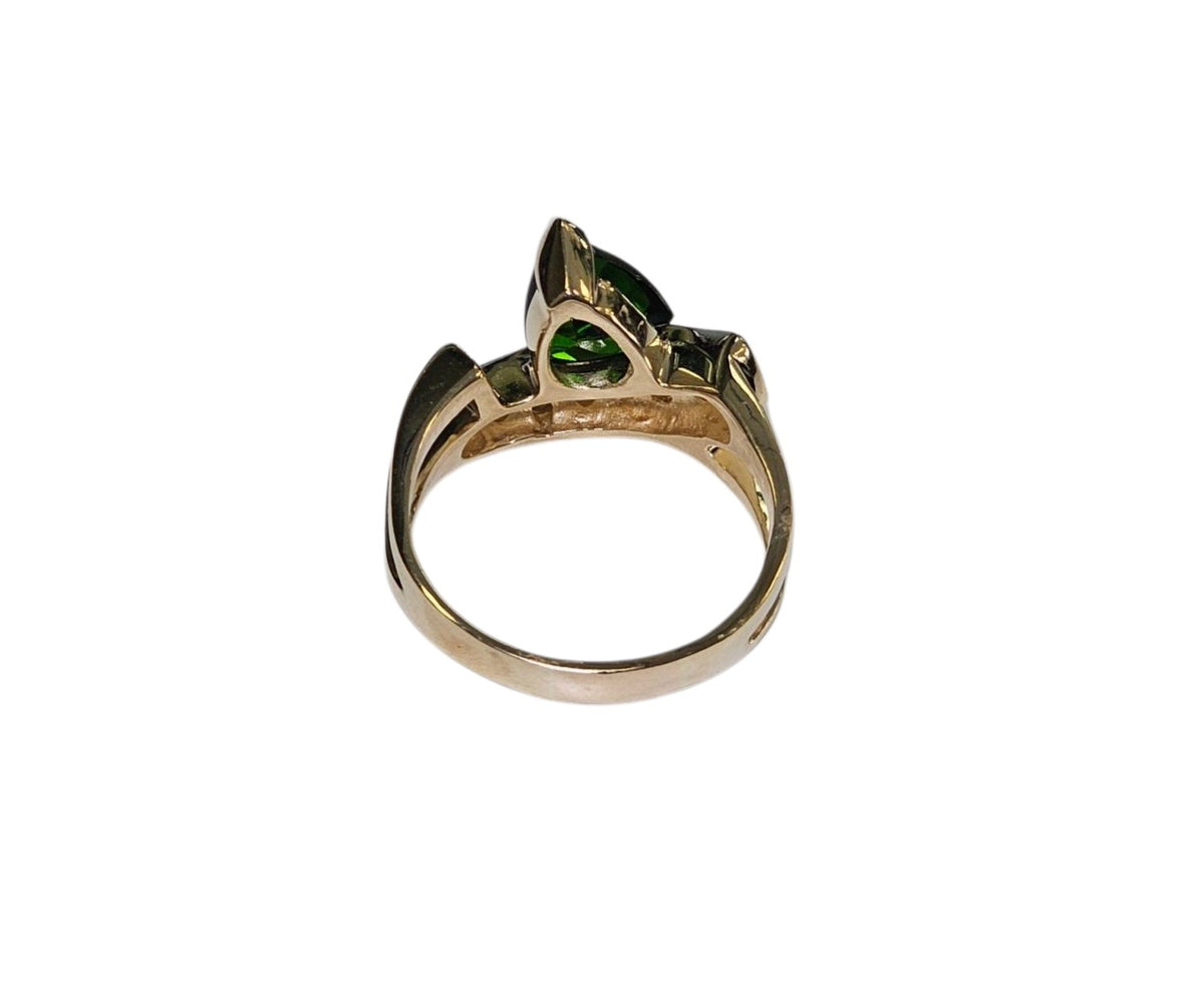 Dsavorite Garnet Diamond Ring in 14 Karat Gold