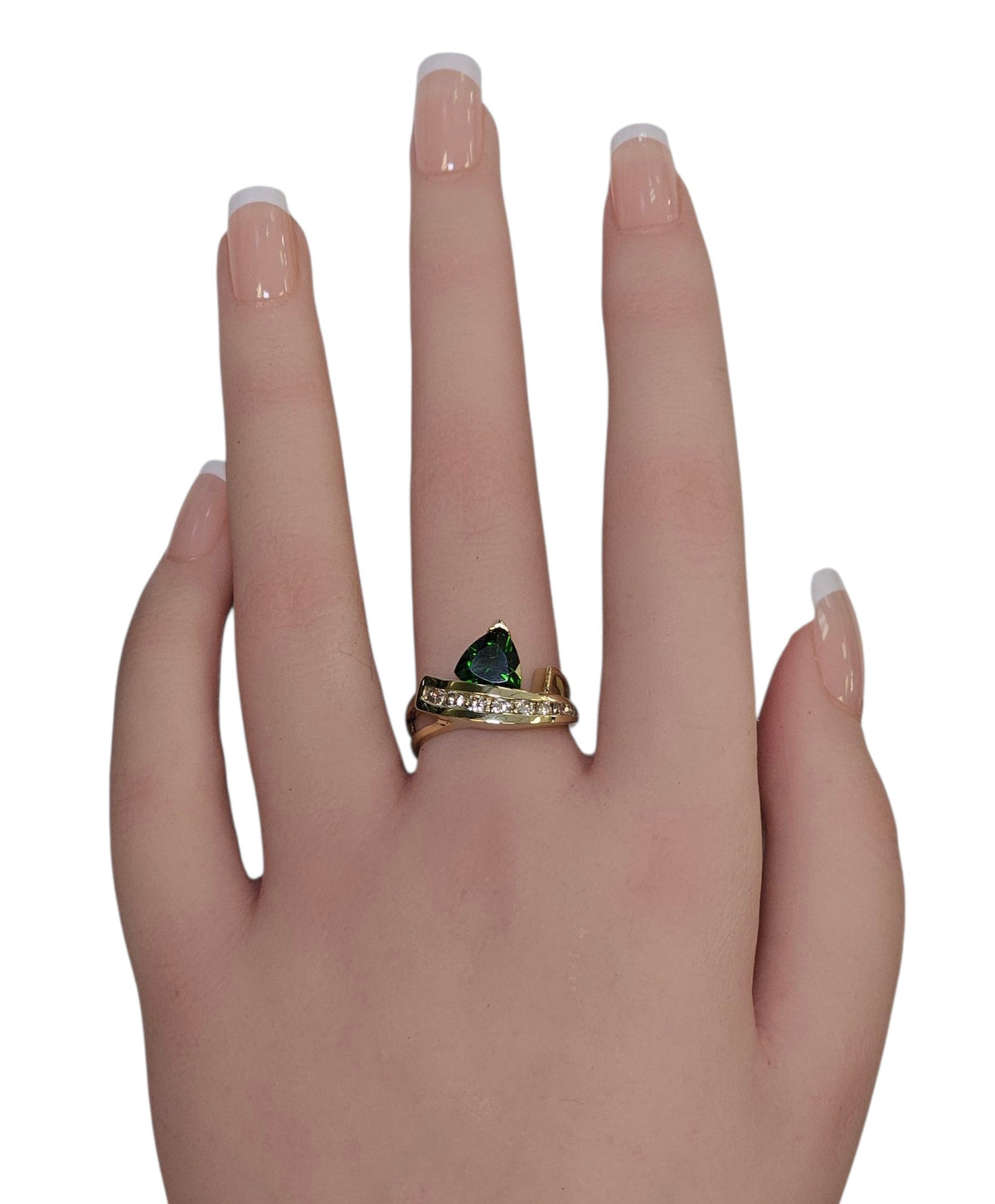 Dsavorite Garnet Diamond Ring in 14 Karat Gold