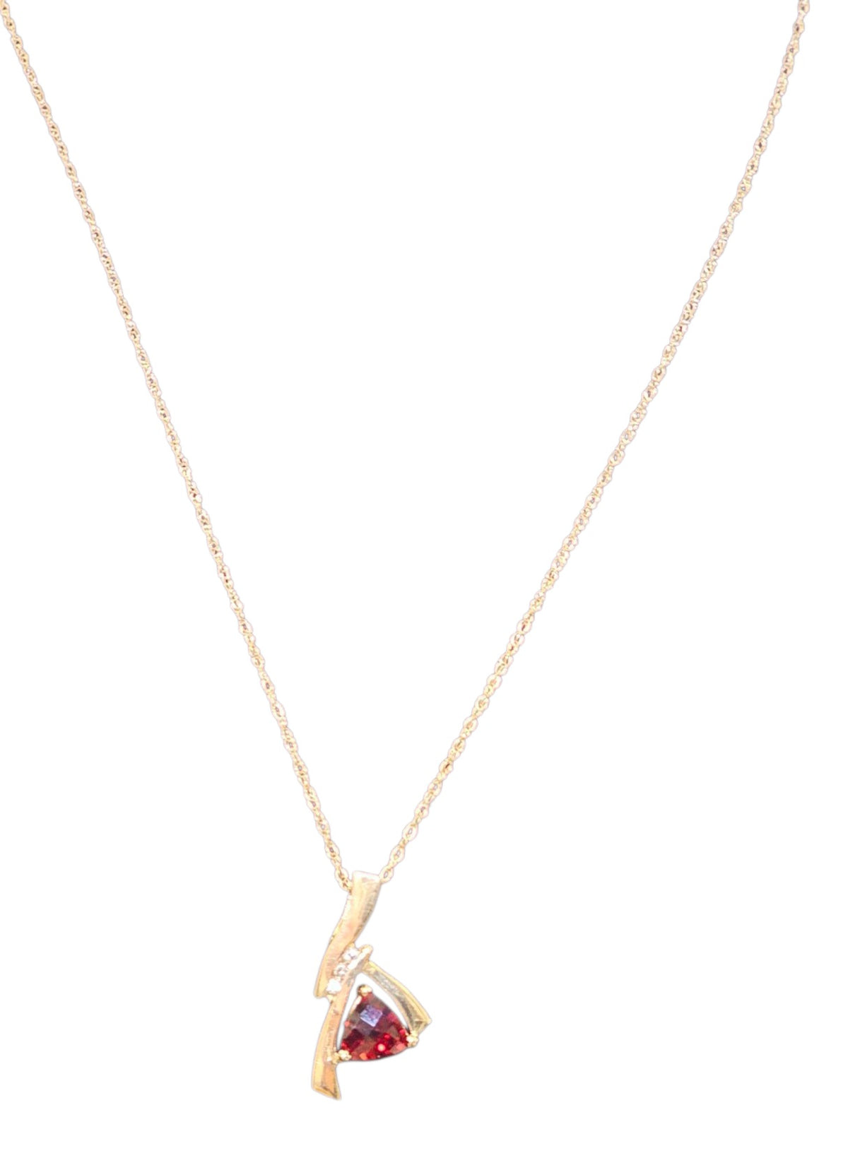 Garnet and Diamond Necklace in 14 Karat Yellow Gold