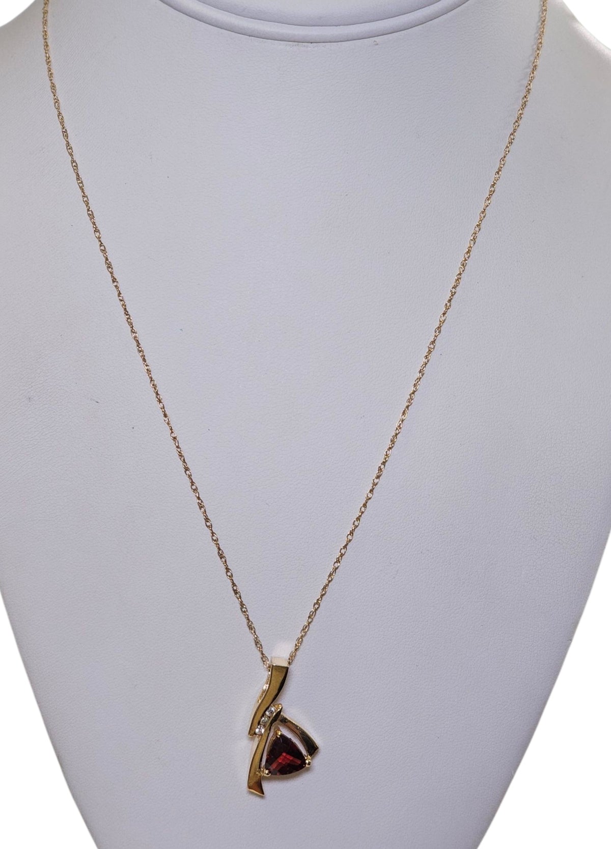 Garnet and Diamond Necklace in 14 Karat Yellow Gold