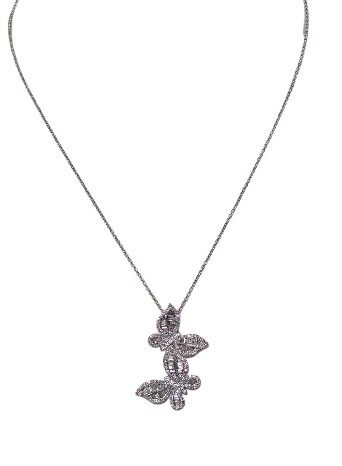 Butterfly Diamond Necklace in 14 Karat White Gold