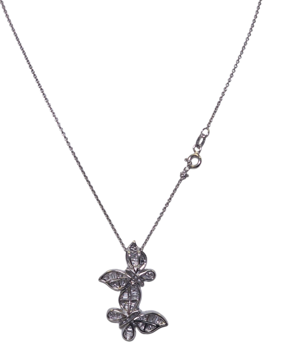Butterfly Diamond Necklace in 14 Karat White Gold