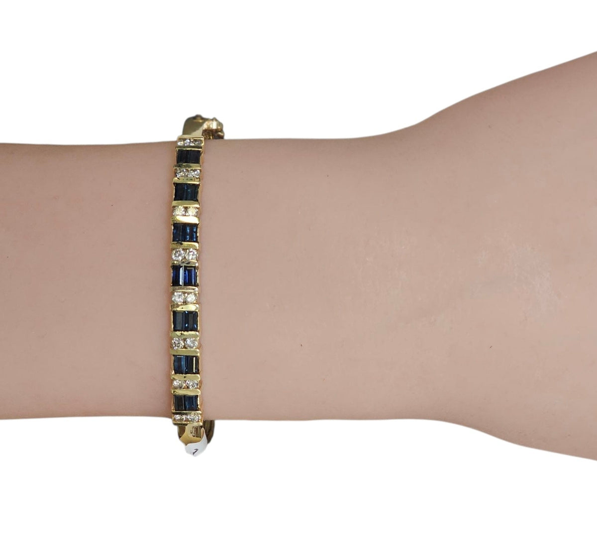 Sapphire Diamond Bangle Bracelet in 14 Karat Gold