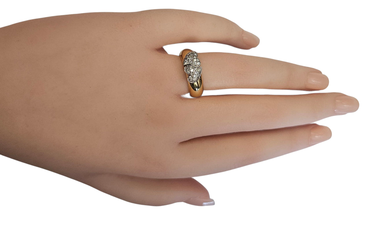 Twin Hearts Diamond Ring in 14 Karat Yellow Gold
