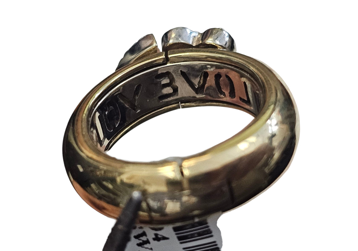 Twin Hearts Diamond Ring in 14 Karat Yellow Gold