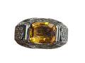 Citrine Diamond Ring in 18 Karat White Gold