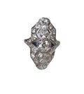 Platinum Euro Cut Art Deco Diamond Ring