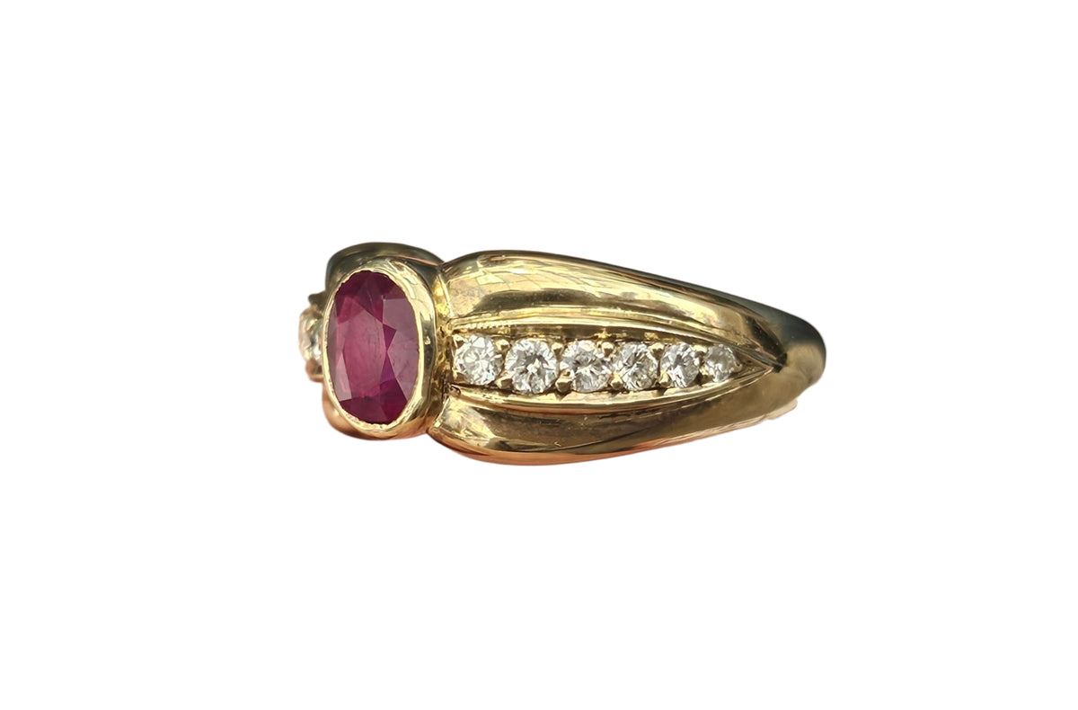 Ruby and Diamond Ring in 14 Karat Yellow Gold