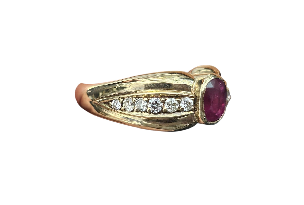 Ruby and Diamond Ring in 14 Karat Yellow Gold