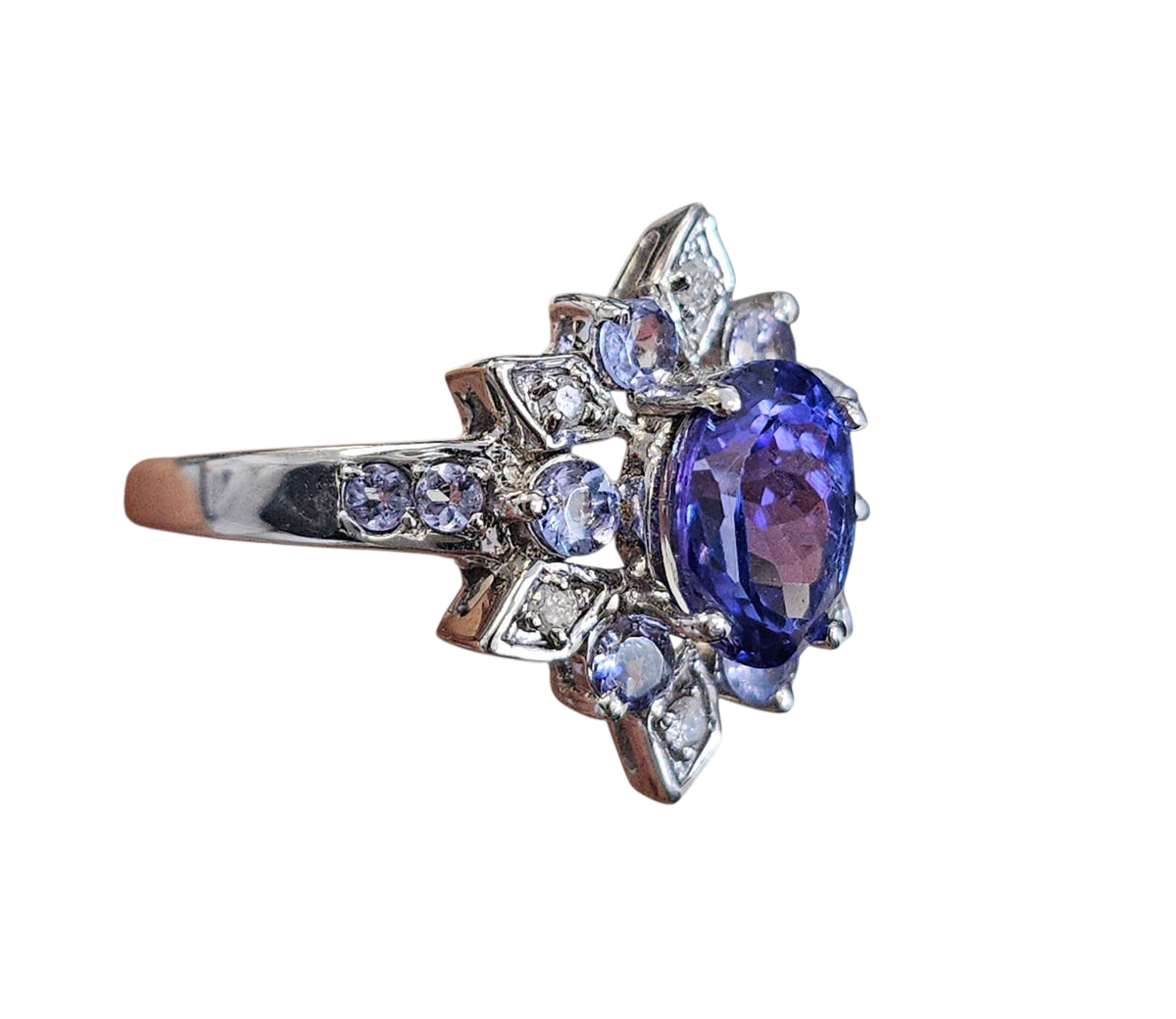 Tanzanite Diamond Ring in 14 Karat White Gold