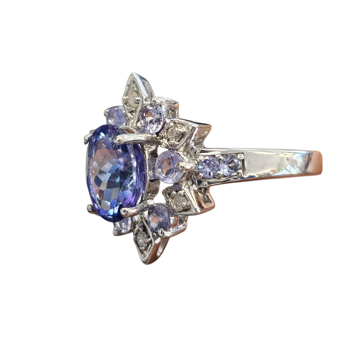 Tanzanite Diamond Ring in 14 Karat White Gold