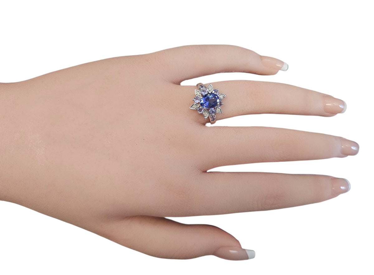 Tanzanite Diamond Ring in 14 Karat White Gold