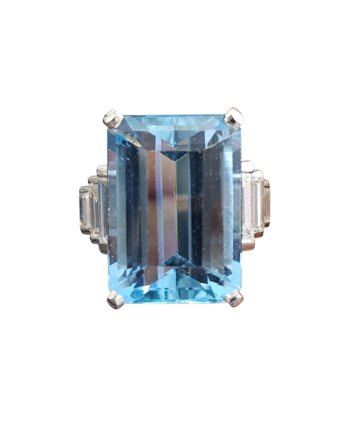 12 Carat Aquamarine Diamond Ring in Platinum